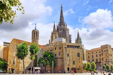Fototapeta na wymiar Beautiful historical landscape of the Barcelona, Catalonia, Spa