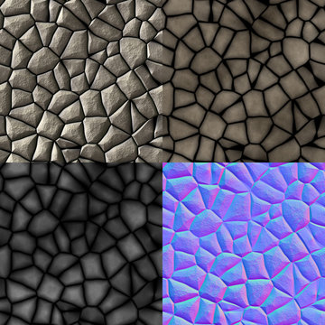 Cobble stones seamless generated texture (diffuse, bump, normal)