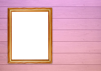 blank wood frame on colorful wood wall background