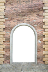 old brick wall with opened door