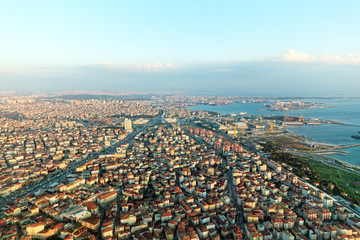 View on Istambul from airplane near Airport.Turkey