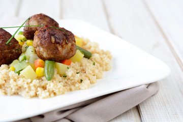 Couscous and meat balls