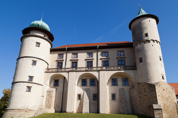 view on castle Nowy Wisnicz in Poland