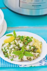 cod fillet with greens