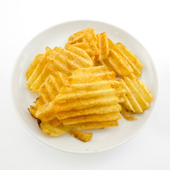 potato crisps on white background