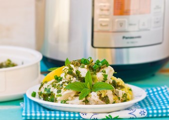 cod fillet with greens