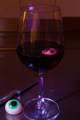 Halloween eyes in a redwine glass