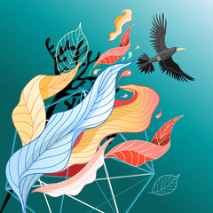 Obraz premium colorful leaves and bird