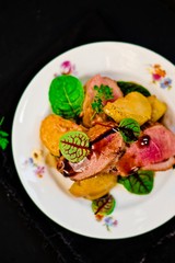 duck breast with pears