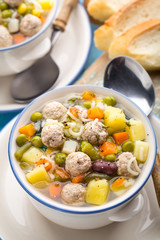 Meatball soup with vegetables