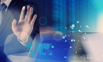 businessman working with new modern computer show social network