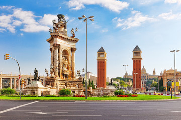 Obraz premium View in Barcelona on Placa De Espanya( Square of Spain),Spain.