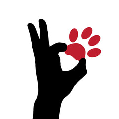 Vector silhouette dog paw.