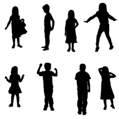 Vector silhouette of children.
