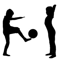 Vector silhouette of children.