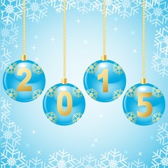 Fototapeta na wymiar Glass christmas balls with 2015 numbers 
