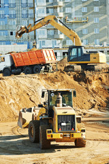 wheel loader excavator and tipper dumper