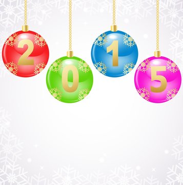 Glass christmas balls with 2015 numbers 