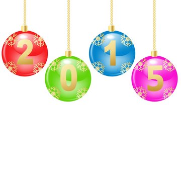 Glass christmas balls with 2015 numbers 