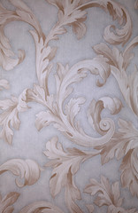 Vintage grey victorian wallpaper with beige baroque vignette
