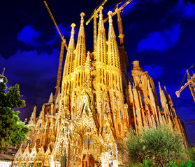 BARCELONA, SPAIN - SEPTEMBER 02: Sagrada Familia,beautiful and m