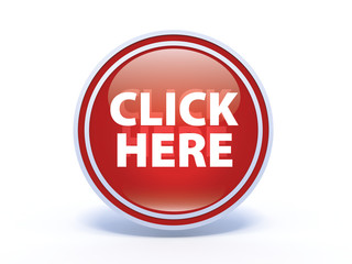 Click here circular icon on white background