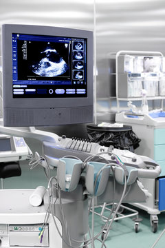 Echo (ultrasound) machine with the image of heart