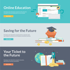 Flat design vector illustration concepts for online education