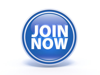 Join now circular icon on white background