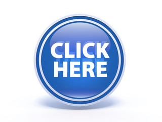 Click here circular icon on white background