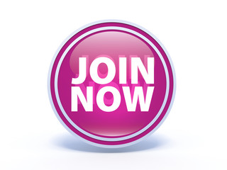Join now circular icon on white background