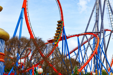 Roller Coaster in funny amusement  park