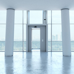 Transparent elevator and columns
