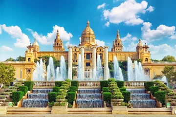 Tuinposter Nationaal Museum in Barcelona, Placa De Espanya, Spanje. © BRIAN_KINNEY
