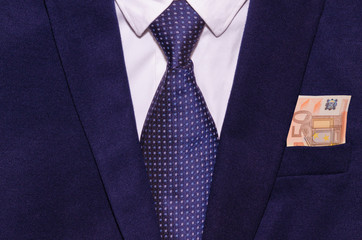 Businessman suit with money in the pocket