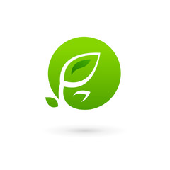 Letter O eco leaves logo icon design template elements