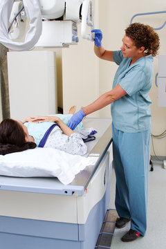 x-ray technician preparing for test