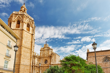 Valencia  cathedral temple in old town.Spain.