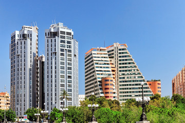 Cityscape of Valencia - third size population  city in Spain.