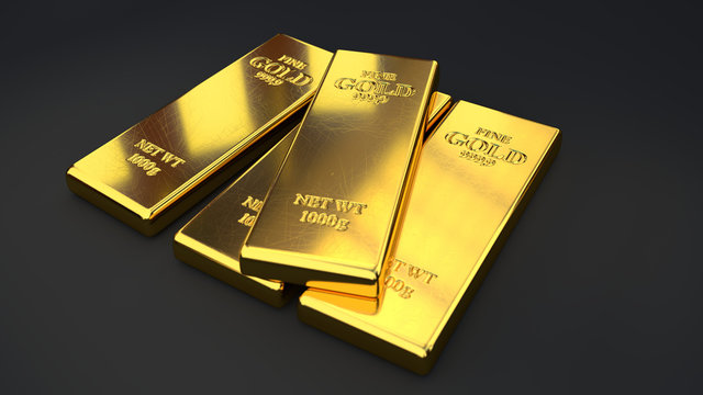 Gold bars on black backgrounds
