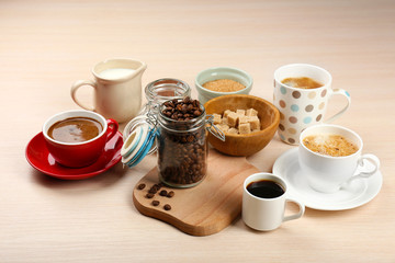 Fresh coffee with several ingredients