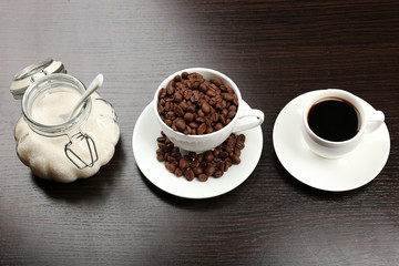 Fresh coffee with several ingredients