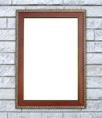 wood frame on brick stone wall