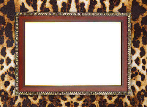wood frame on leopard texture