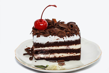 Chocolate cake isolated on white background