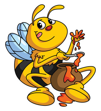 Honey and Bee Funny Cartoon