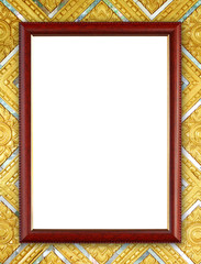 wood frame on Buddha wall