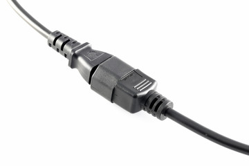 Black power cable socket isolated.
