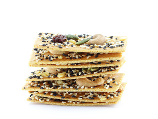 Healthy cracker, isolated on white background.