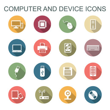 computer and device long shadow icons